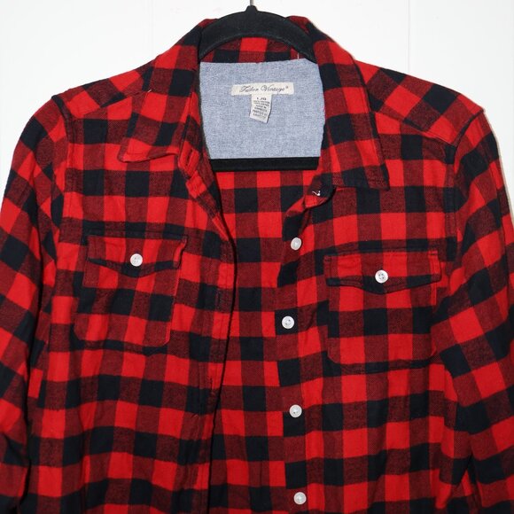 Tailor Vintage Buffalo Plaid Flannel Shirt – Red/Black (Women’s L) - Picture 3 of 11